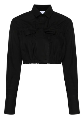 Patou Bow cropped cotton blouse - Black