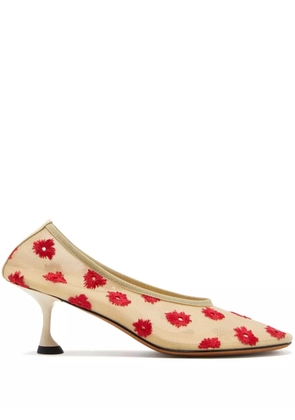 Proenza Schouler Tee floral-embroidered pumps - Neutrals