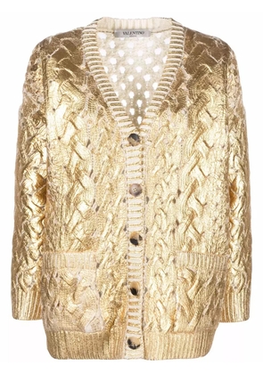 Valentino Garavani metallic-effect V-neck cardigan - Gold