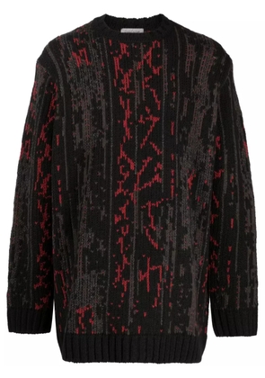 Yohji Yamamoto patterned intarsia-knit jumper - Black