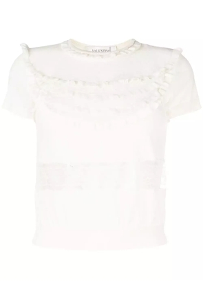 Valentino Garavani Pre-Owned 2000 lace-detail wool knitted top - White
