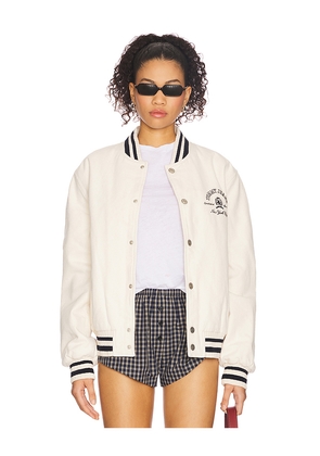 Tommy Jeans Varsity Jacket in White. Size L. Also in M, XL/1X.