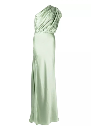 Michelle Mason side-slit one-shoulder gown - Green
