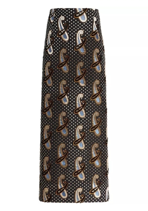 ETRO paisley-print high-waisted skirt - Brown