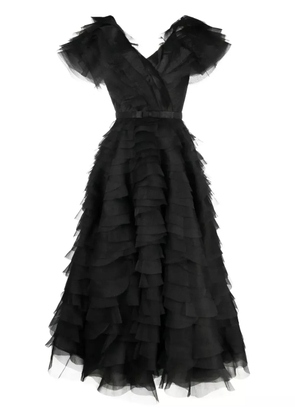 Ana Radu tie-up ruffled maxi dress - Black