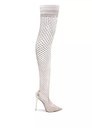 Le Silla Gilda 120mm rhinestone fishnet boots - Gold