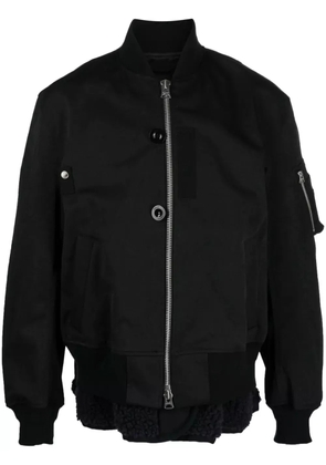 sacai layered band-collar bomber jacket - Black