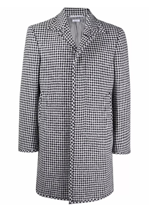 Thom Browne houndstooth-pattern single-breasted coat - Black