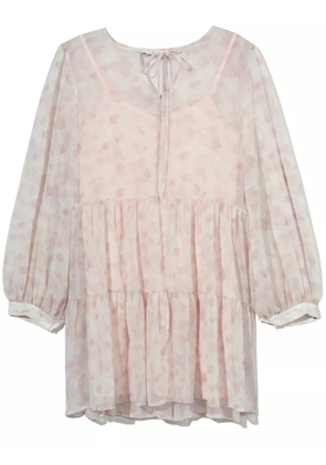 b+ab sheer abstract-print minidress - Neutrals