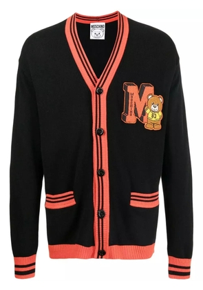 Moschino embroidered toy-bear patch cardigan - Black