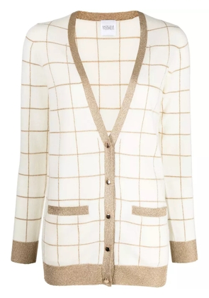 Madeleine Thompson check-pattern V-neck cardigan - White