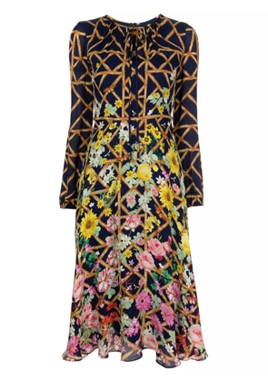 Mary Katrantzou Garland lattice-print georgette dress - Blue