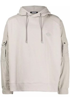 Spoonyard logo-appliqué panelled hoodie - Neutrals