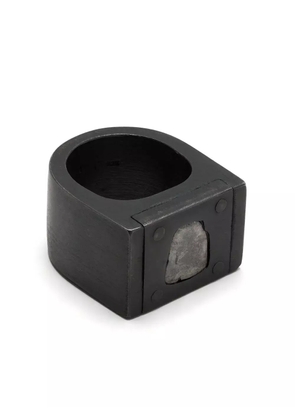 Parts of Four Plate Single diamond ring - Black