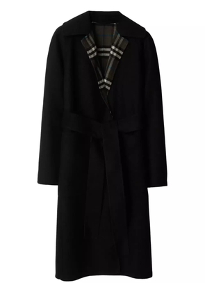 Burberry Reversible check wool wrap coat - Black