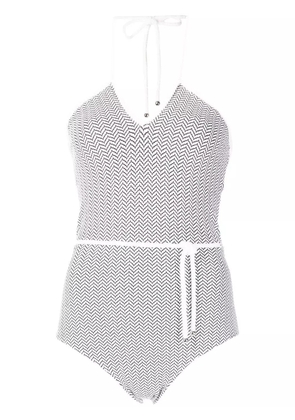 CHANEL Pre-Owned patterned halterneck swimsuit - White