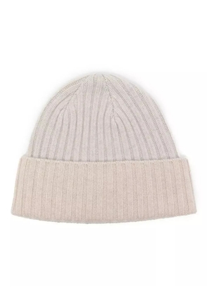 N.Peal ribbed organic cashmere beanie - Grey