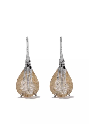 Wouters & Hendrix Gold 18kt gold quartz claw rutilated earrings - Silver