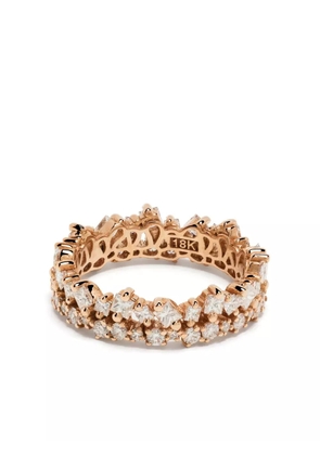 Suzanne Kalan 18kt rose gold diamond double-stack ring - Silver