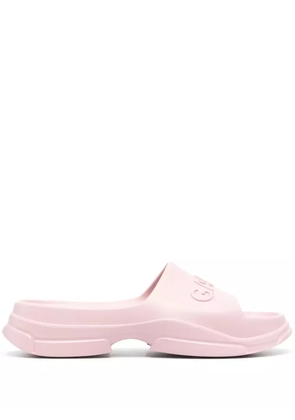 GANNI logo-embossed chunky slides - Pink