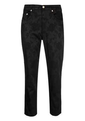 Versace Pre-Owned 2000s floral-jacquard cropped trousers - Black