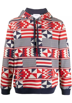 Ports V geometric print hoodie - White