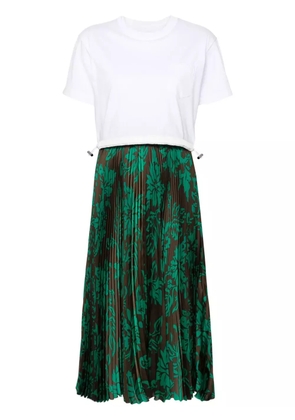 sacai floral-print pleated maxi dress - White