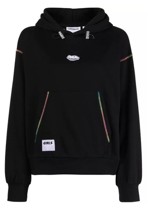 CHOCOOLATE logo-appliqué drawstring cotton hoodie - Black