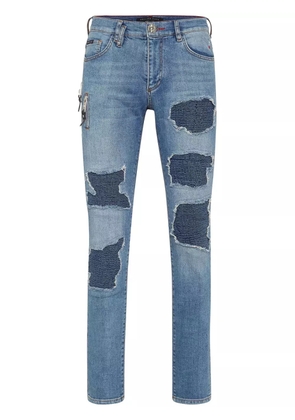 Philipp Plein Rock Star ribbed-panels skinny jeans - Blue
