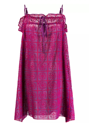 GANNI Broderie-Anglaise strap dress - Purple