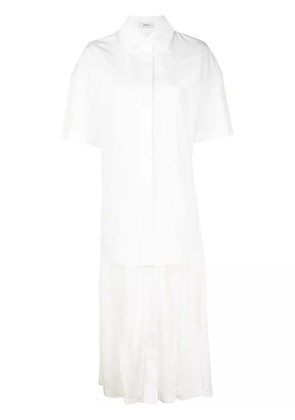 Goen.J shirt-layered pleated-lace dress - White