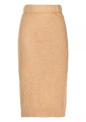 LOVEBIRDS high-waist knitted skirt - Brown