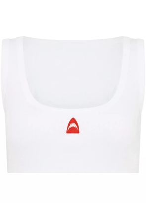 Let's Swim ribbed knit cropped vest top - White