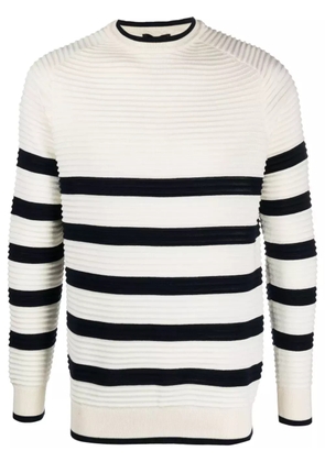 Emporio Armani striped ribbed sweater - White
