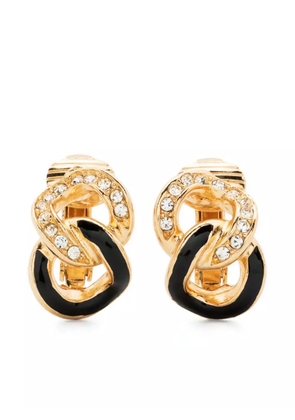 Christian Dior Pre-Owned 1990s rhinestone-embellished clip-on earrings - Gold