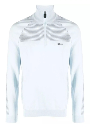 BOSS striped half-zip jumper - Blue