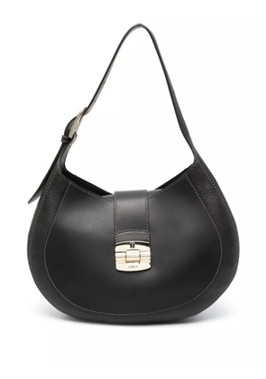 Furla logo-debossed leather shoulder bag - Black