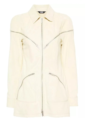 GCDS all-around-zip suede jacket - Yellow