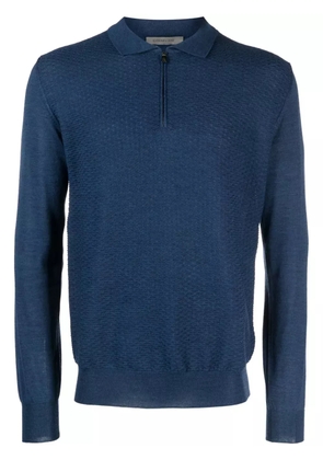 Corneliani fine-knit virgin wool polo shirt - Blue