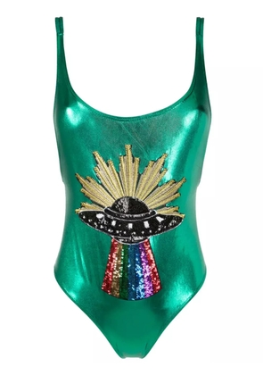 Brigitte Carnaval/Festival sequin-embellished metallic one-piece - Green