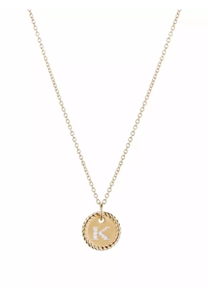 David Yurman 18kt yellow gold K Initial Charm diamond necklace