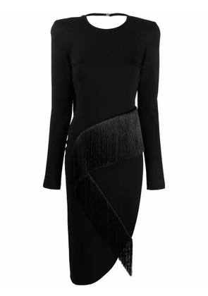 The Attico panelled long-sleeved midi dress - Black