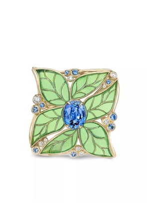 Pragnell 18kt yellow gold Wildflower Windflower blue sapphire and diamond ring