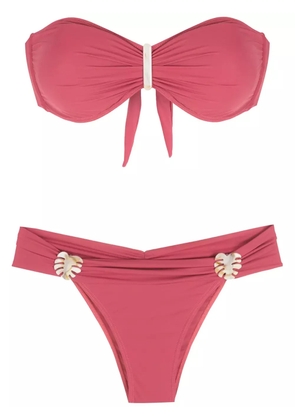Brigitte embroidered-detail bandeau set bikini - Pink