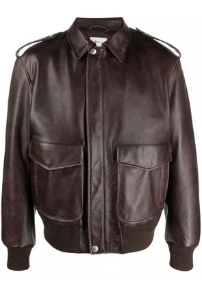 Bally cargo-pockets leather bomber jacket - Brown