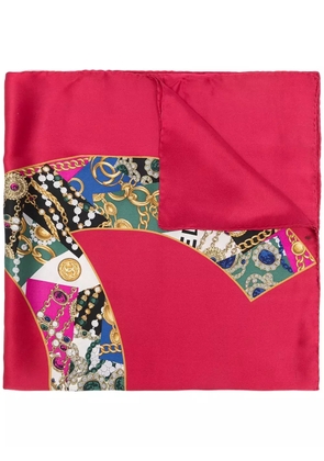CHANEL Pre-Owned CC jewel print scarf - Red
