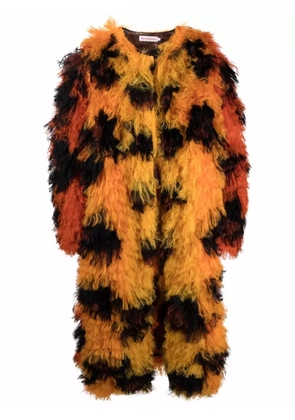 Walter Van Beirendonck leopard faux-fur coat - Orange