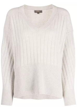 N.Peal ribbed-knit V-neck cashmere jumper - Grey