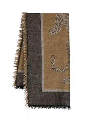 Saint Laurent Pre-Owned 1980s animal-jacquard scarf - Brown