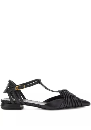 Roberto Cavalli braided-embellihment flat pumps - Black